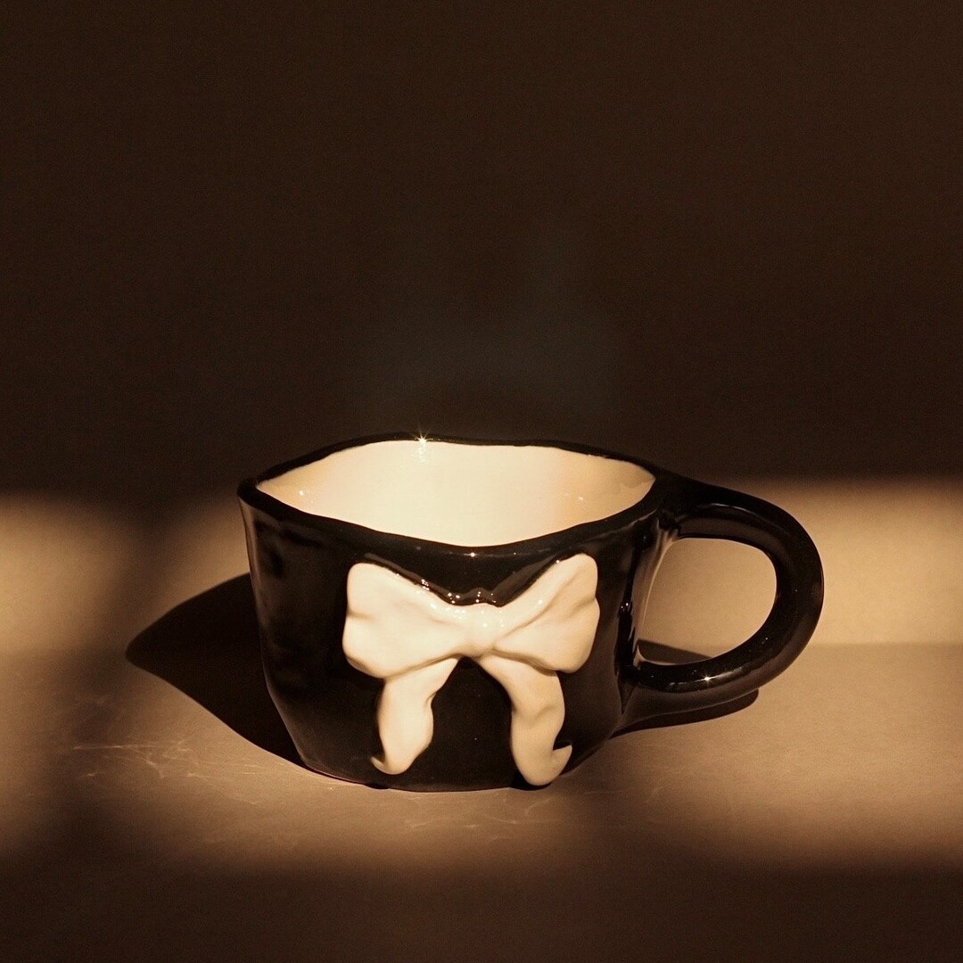 Pre-order Lovely Black and White Bow Cup Unique Art Gift for - Etsy Canada | Etsy (CAD)