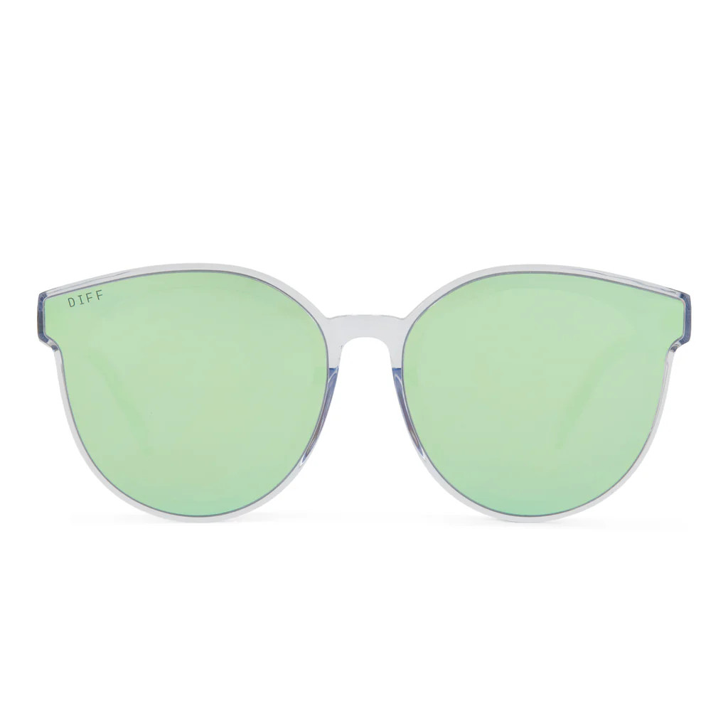 GEMMA - CLEAR CRYSTAL + TEAL MIRROR SUNGLASSES | DIFF Eyewear
