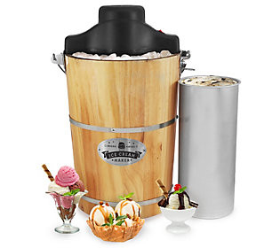Elite Gourmet 6-Qt Old Fashioned Pine Bucket Ic e Cream Maker | QVC