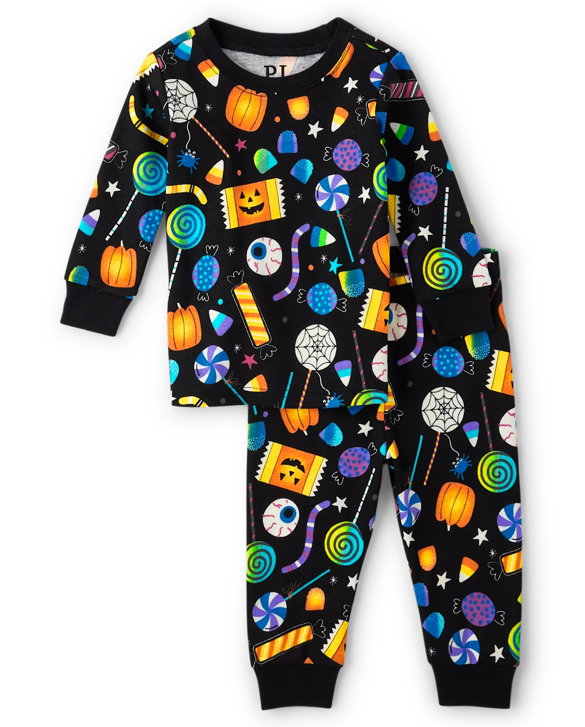 Baby And Toddler Glow Halloween Candy Snug Fit Cotton Pajamas - black | The Children's Place