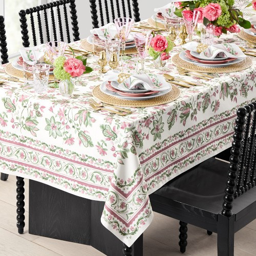 Painted Vine Tablecloth, Pink | Williams-Sonoma