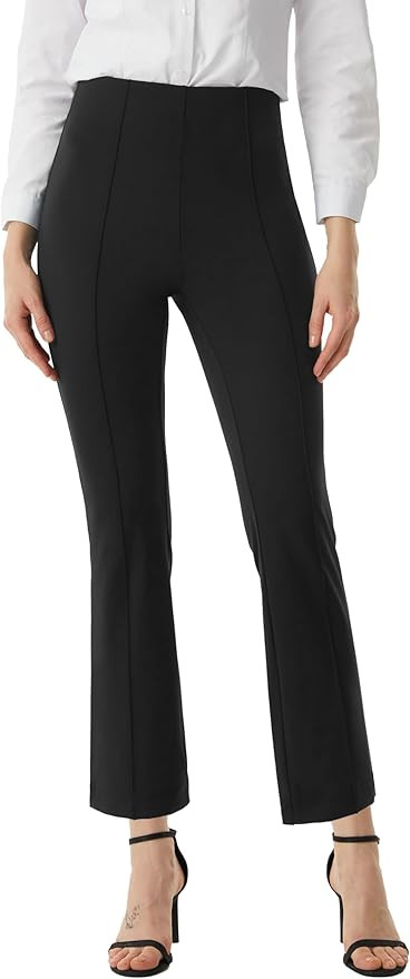 AFITNE Women's Yoga Dress Pants with Pockets Stretchy Pull On High Waisted Cropped Pants Work Cas... | Amazon (US)