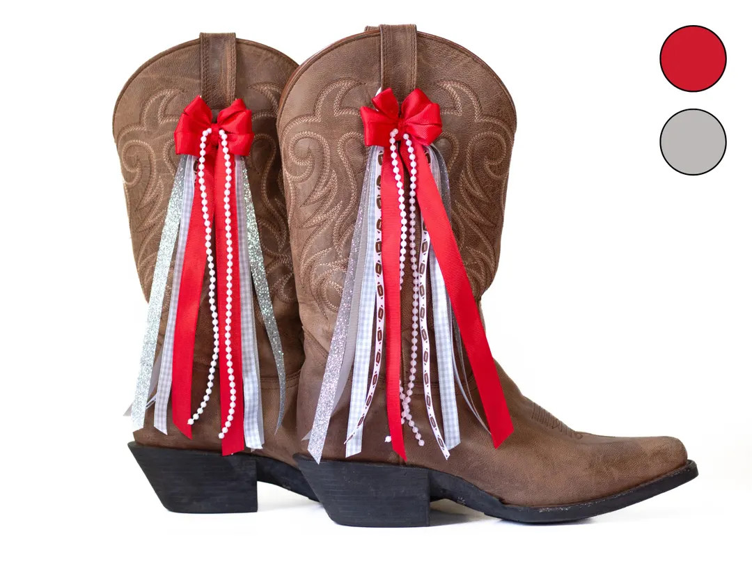 Ohio College Gameday Boot Bows | Red and Gray Boot Bows | College Gameday Accessory | Ohio Gameda... | Etsy (US)