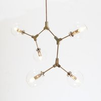 Modern Brass 5 Globe Sputnik Chandelier Light Fixture - Starburst | Etsy (US)