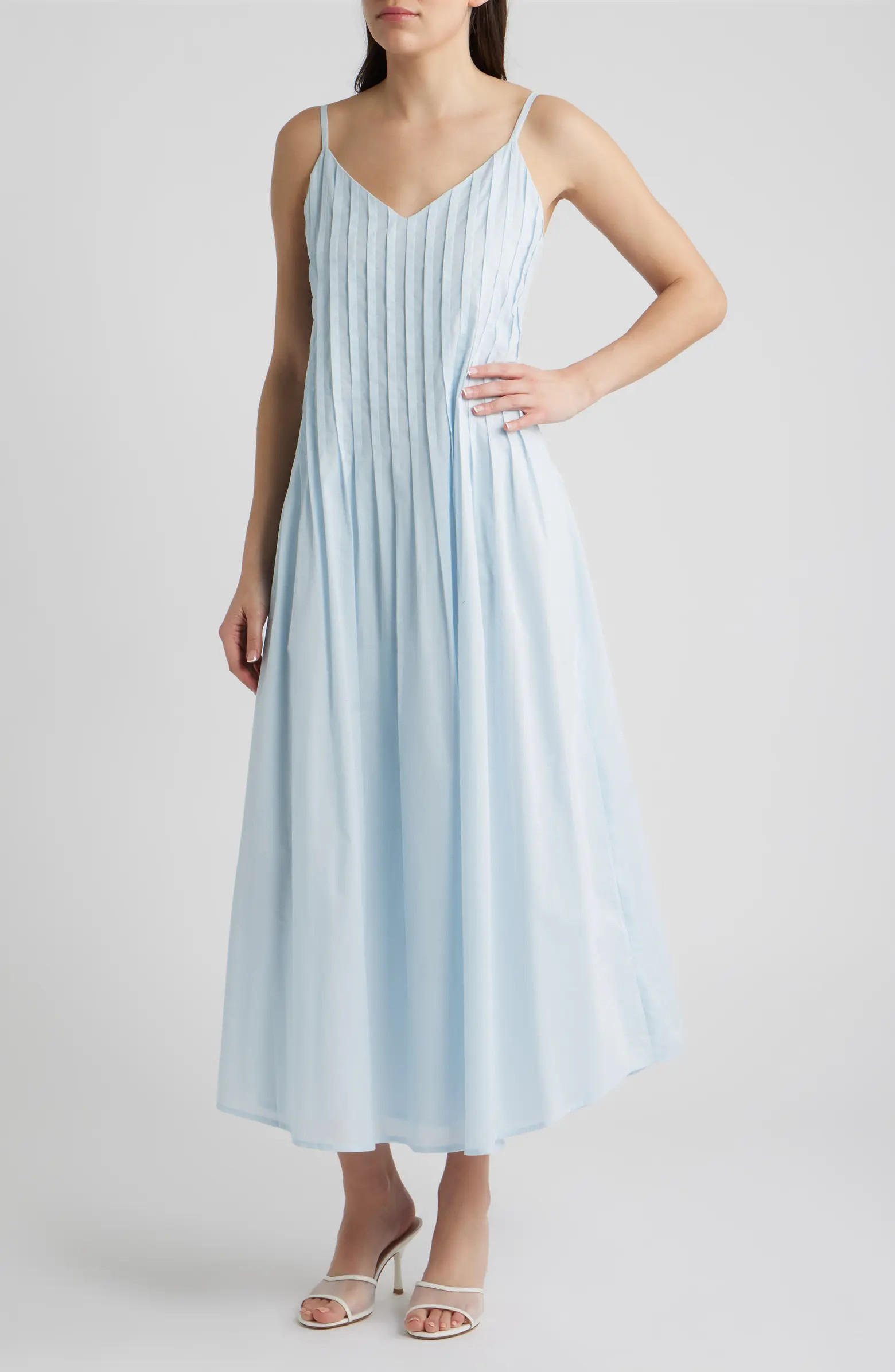 Cami Pintuck Cotton Midi Dress | Nordstrom