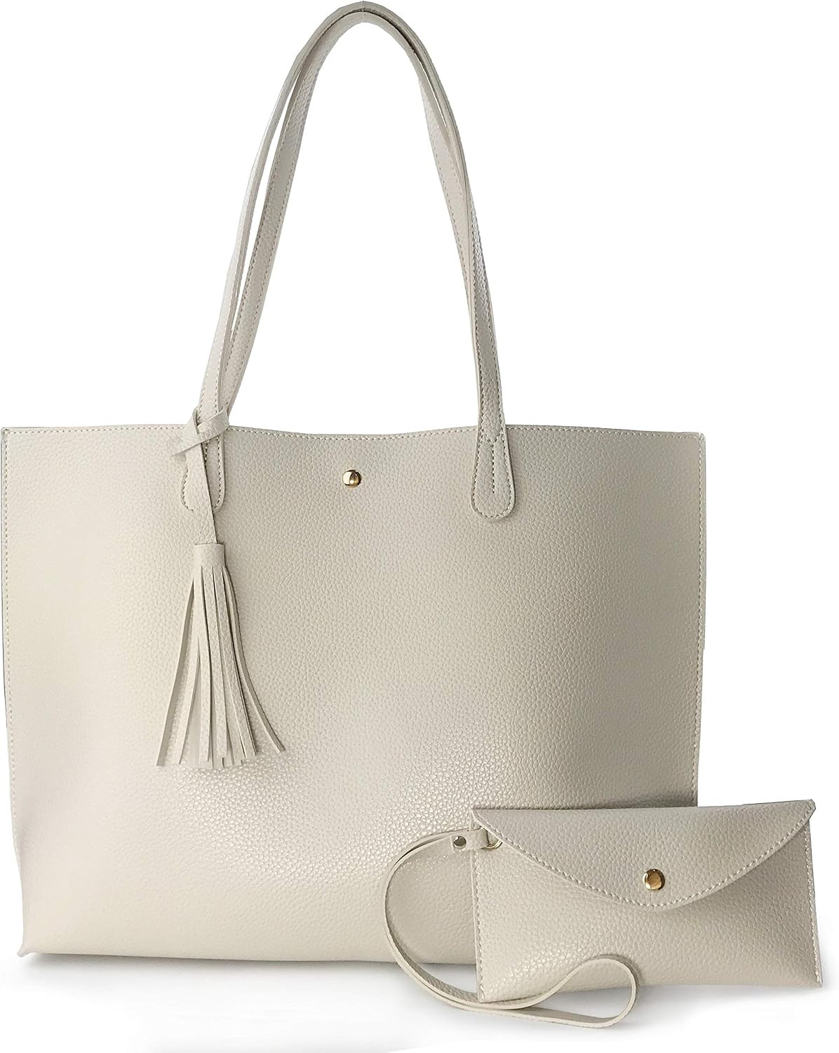 Minimalist Clean Cut Pebbled Faux Leather Tote Womens Shoulder Handbag | Amazon (US)