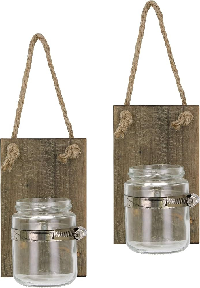 Stonebriar Natural Wall Sconce Set with Hanging Loop, Brown, 2 Count | Amazon (US)