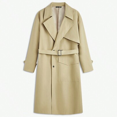 Men's Woven Long Loose Dropped Shoulder Casual Windbreaker, Suitable For Autumn Daily Wear | SHEIN