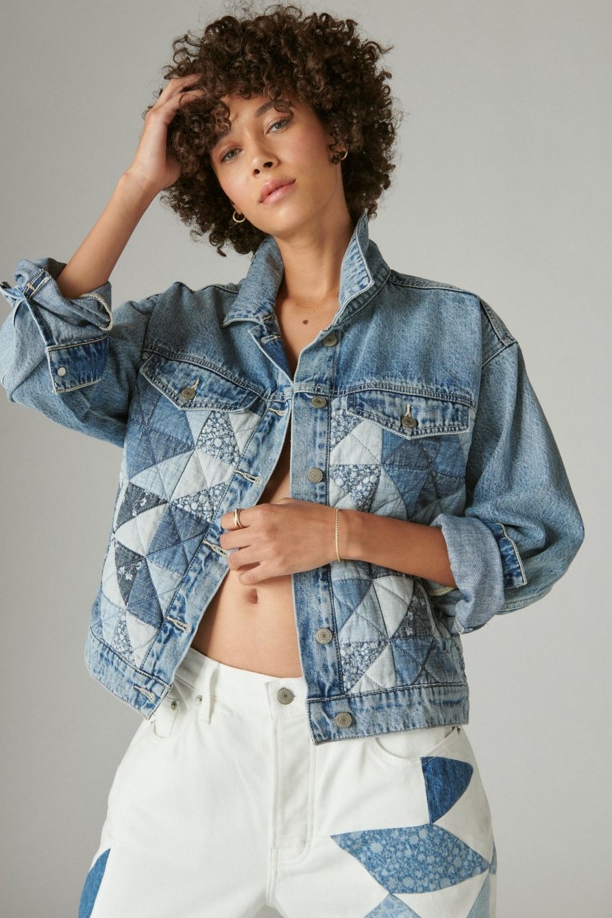 laura ashley patchwork relaxed trucker | Lucky Brand
