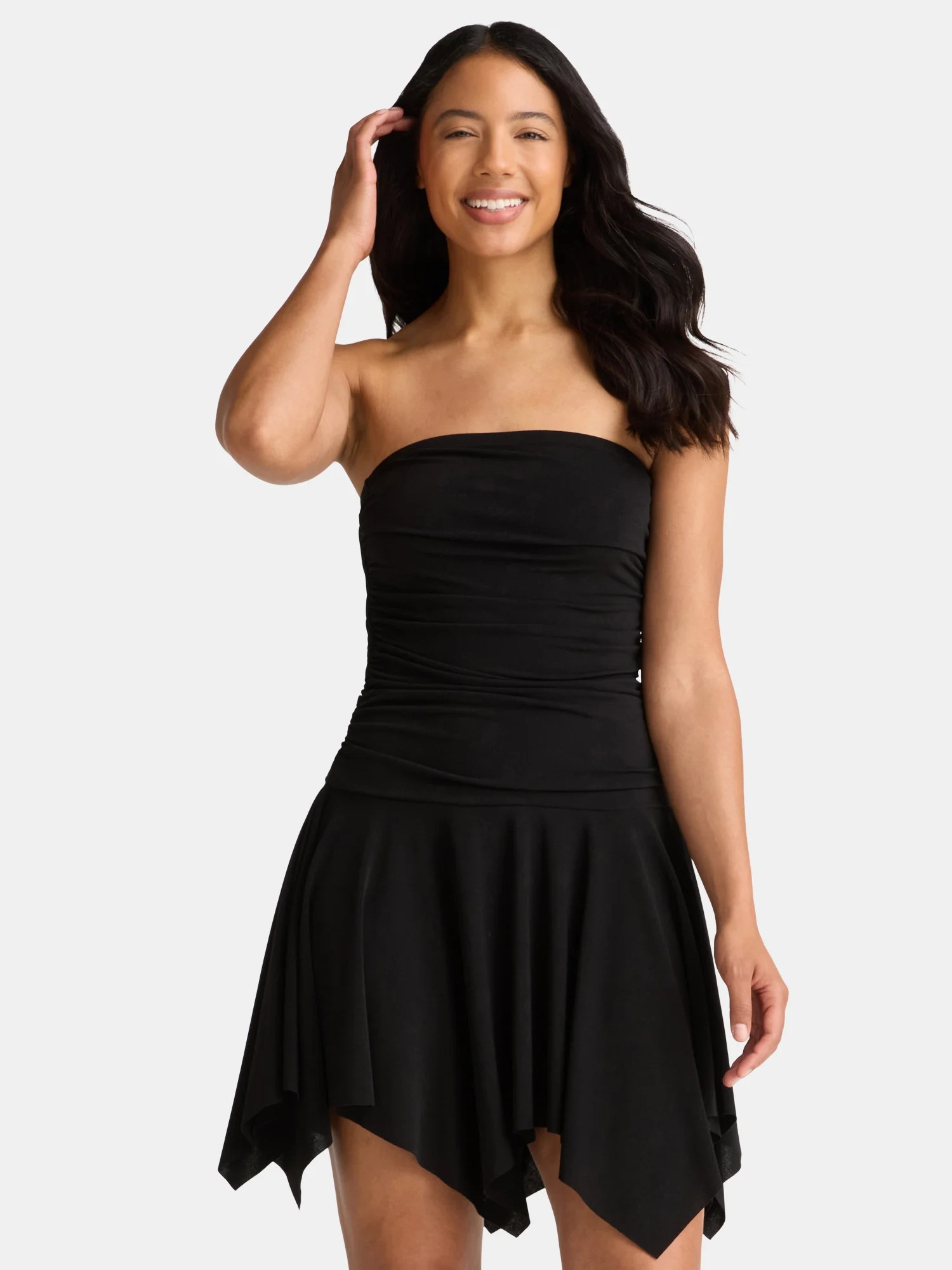 Madden NYC Women's Ruched Strapless Handkerchief Mini Dress, Sizes XXS-XXL | Walmart (US)