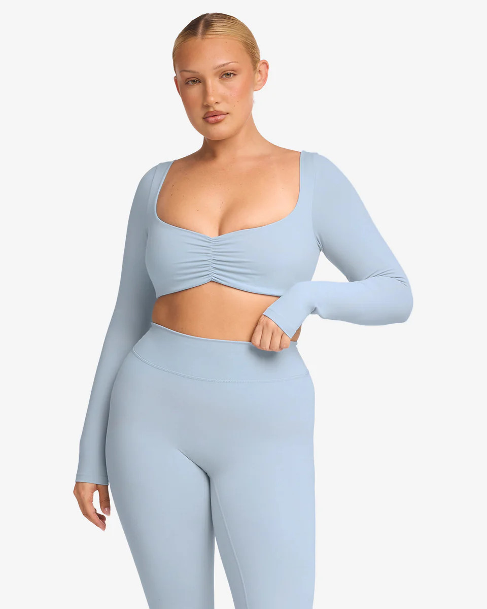 Form Margo Long Sleeve Top | Dusty Blue | Crop Shop Boutique US