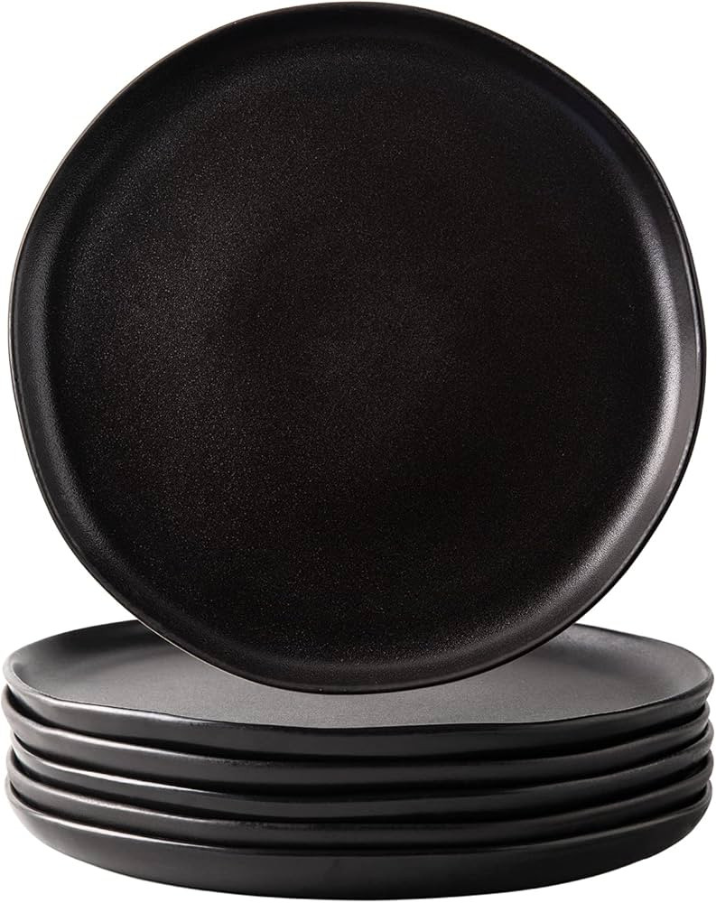 AmorArc Ceramic Dinner Plates Set of 6, Wavy Rim 10.5 Inch Stoneware Dish Set, Large Dinnerware P... | Amazon (US)