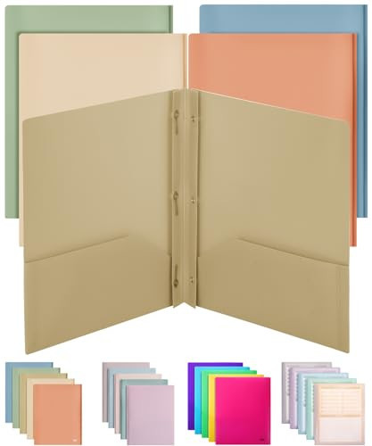 Mr. Pen- Plastic Folders with Pockets and Prong, 5 Pack, Vintage Colors, Pocket Folders, Folders with Prongs, File Folders with Fasteners, 2 Pocket Folder, Folder with Pockets, Back to School Supplies | Amazon (US)