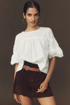Pilcro Reworked Ruffle-Sleeve Top | Anthropologie (US)