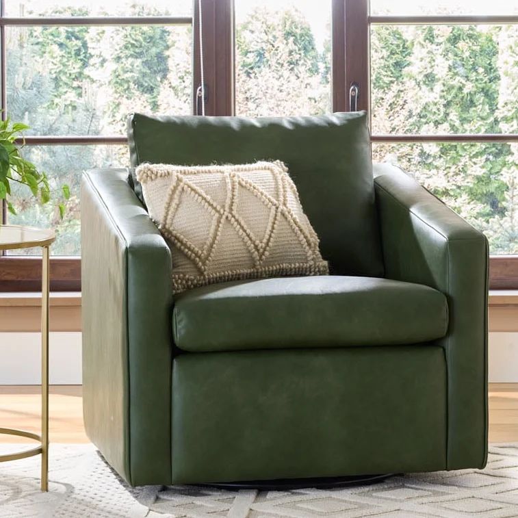 Better Homes & Gardens Steele Swivel Chair, Olive Faux Leather | Walmart (US)