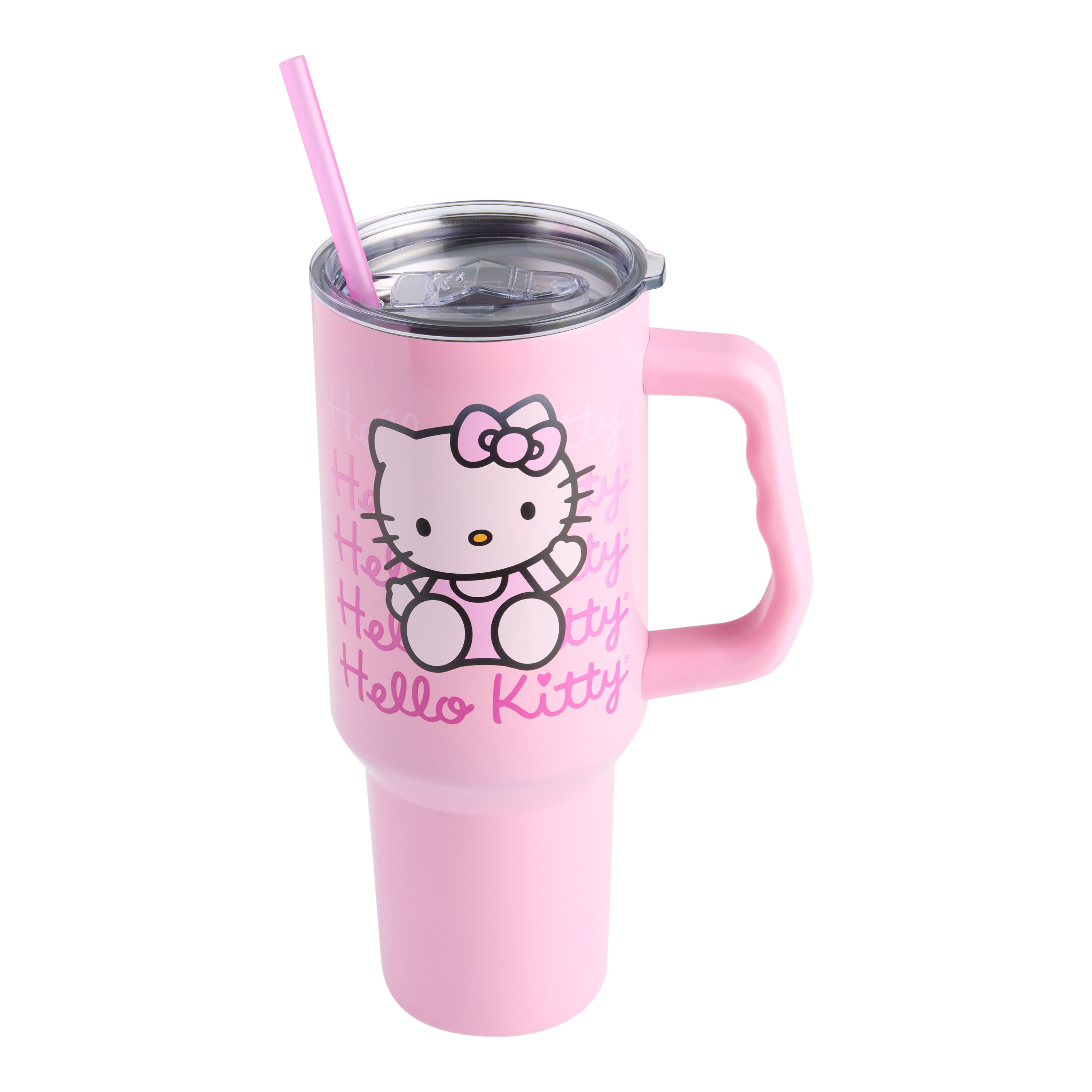 Hello Kitty Pink Waving Stainless Steel Drink Tumbler with Straw | World Market