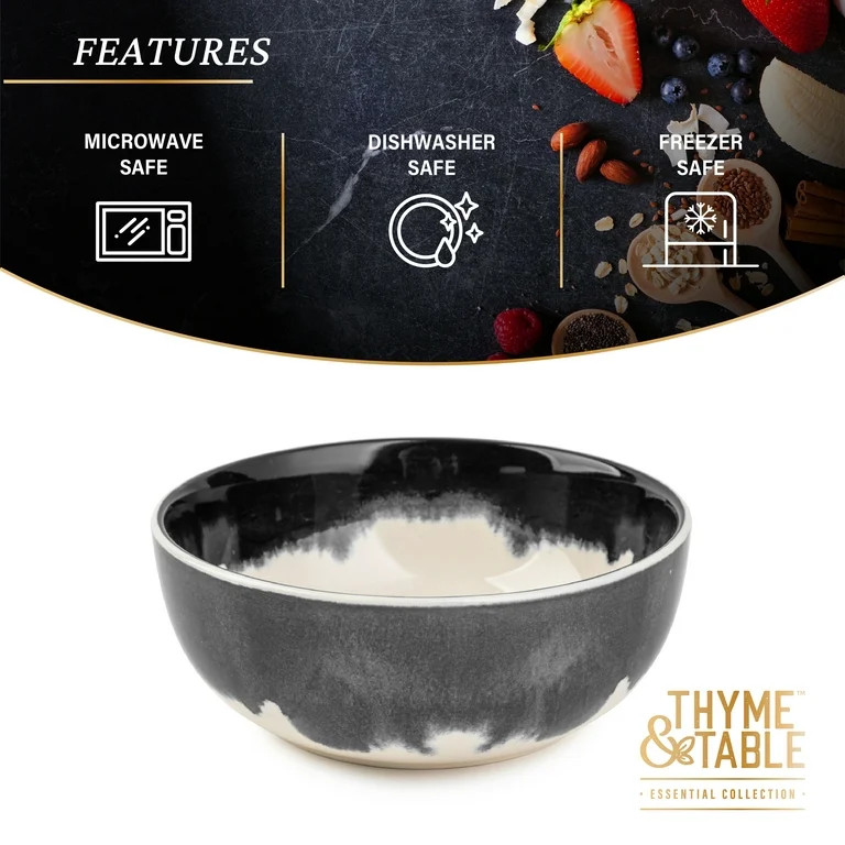 (2 pack) Thyme & Table Stoneware Drip Cereal Bowl, Grey | Walmart (US)