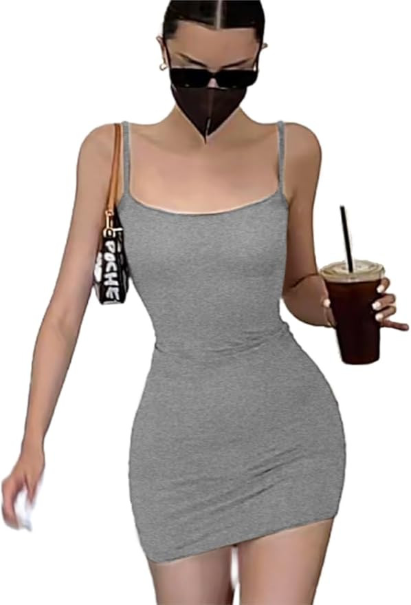 AYWA Women’s Soft Bodycon Slip Tank Dress Casual Ribbed Basic Mini Party Club Dresses | Amazon (US)