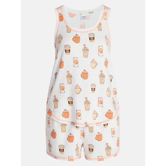 Halloween Women's Hacci Knit Tank Top and Shorts Pajama Set from Way to Celebrate, 2-Piece, Sizes... | Walmart (US)