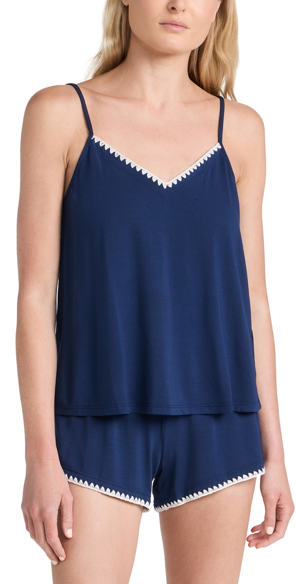 Eberjey Frida - The Whip Stitch Cami & Short Set Navy/Ivory M | Shopbop