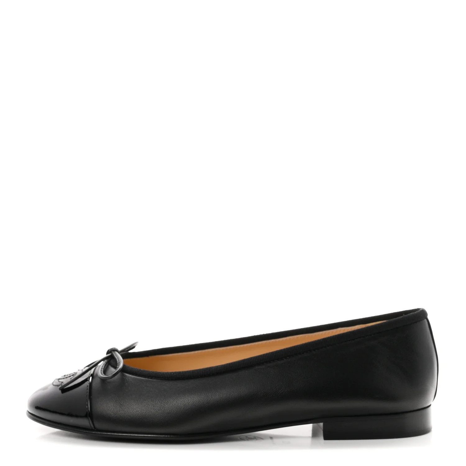 Chanel Lambskin Patent Cap Toe Ballerina Flats 37 Black 1949877 | FASHIONPHILE (US)