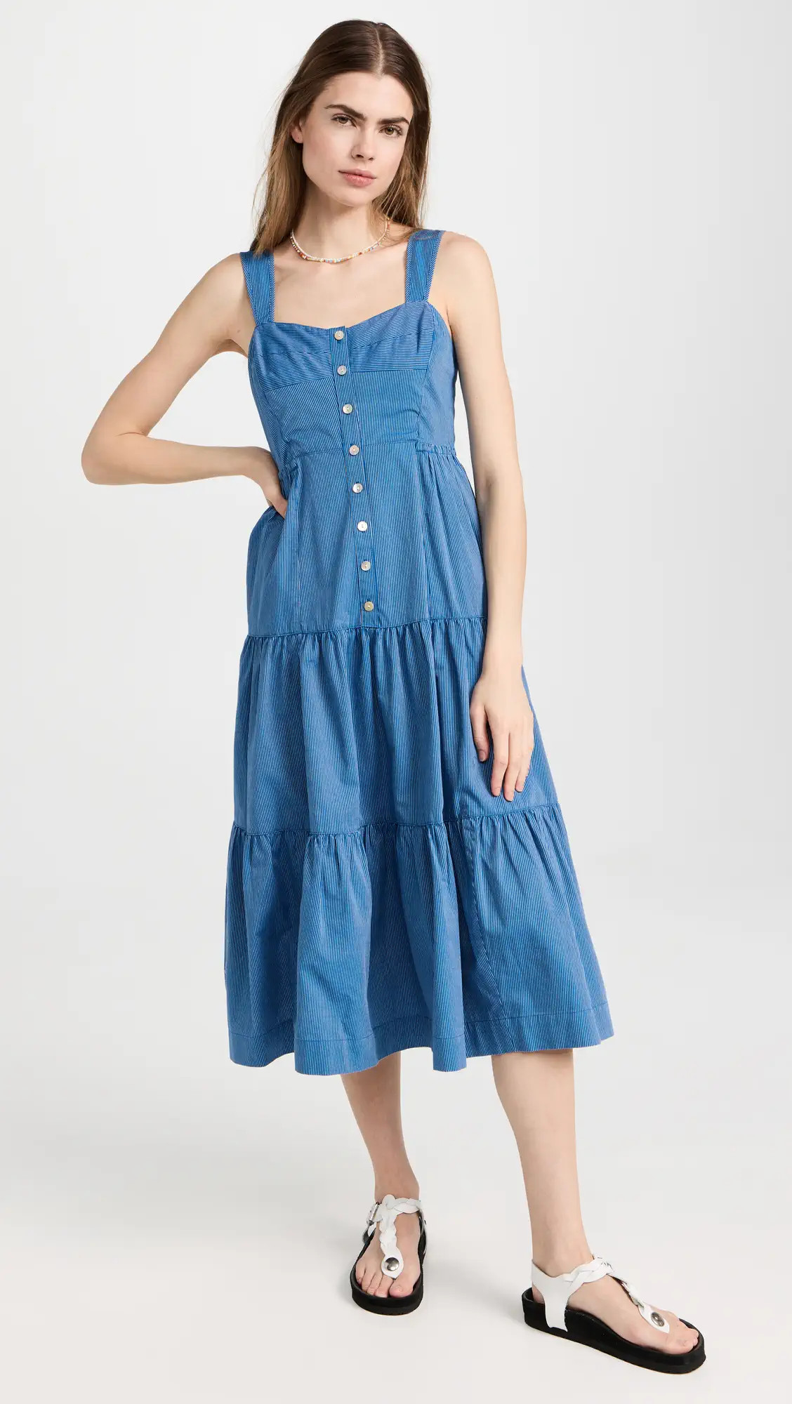 Madewell Button-Front Tiered Midi Dress in Stripe | Shopbop | Shopbop