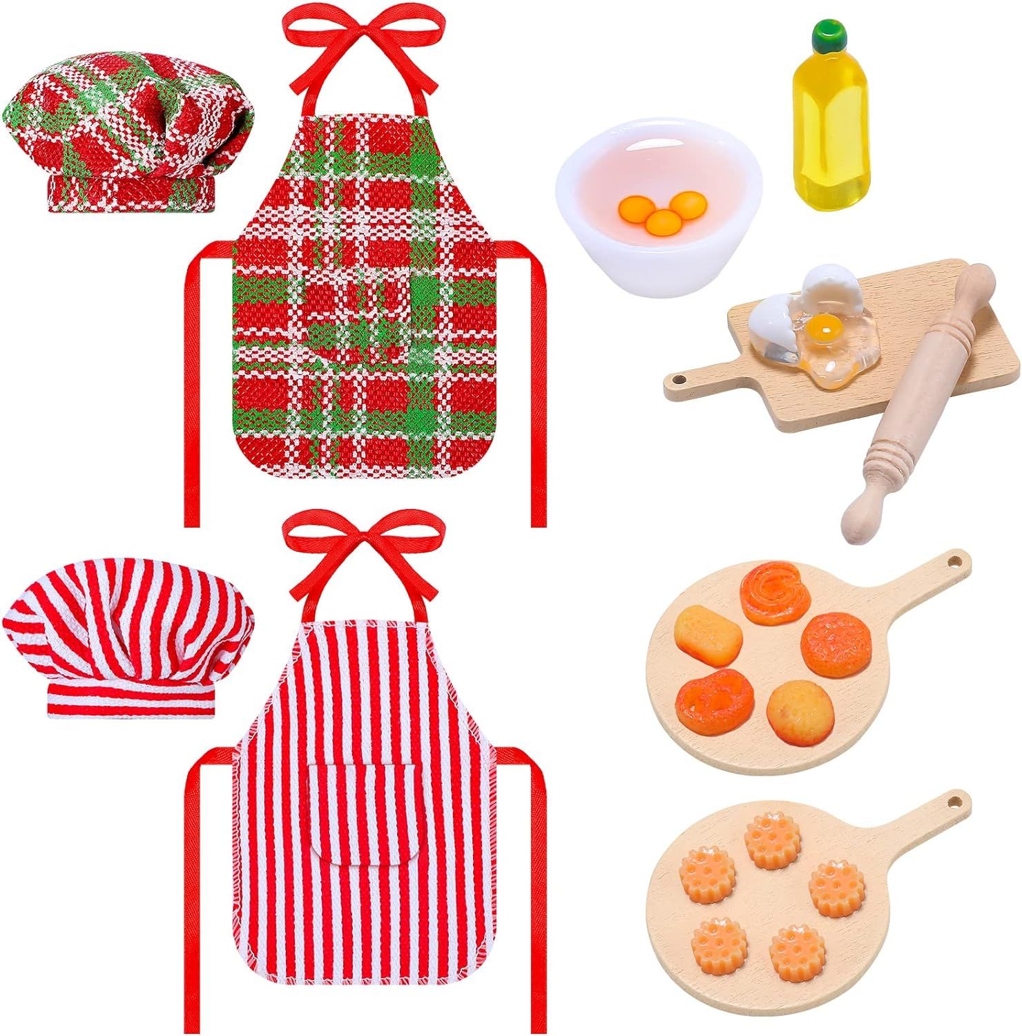 Hungdao Christmas Elf Accessories Mini Elf Doll Baker Outfit Set Include Apron Hats Rolling Pin E... | Amazon (US)