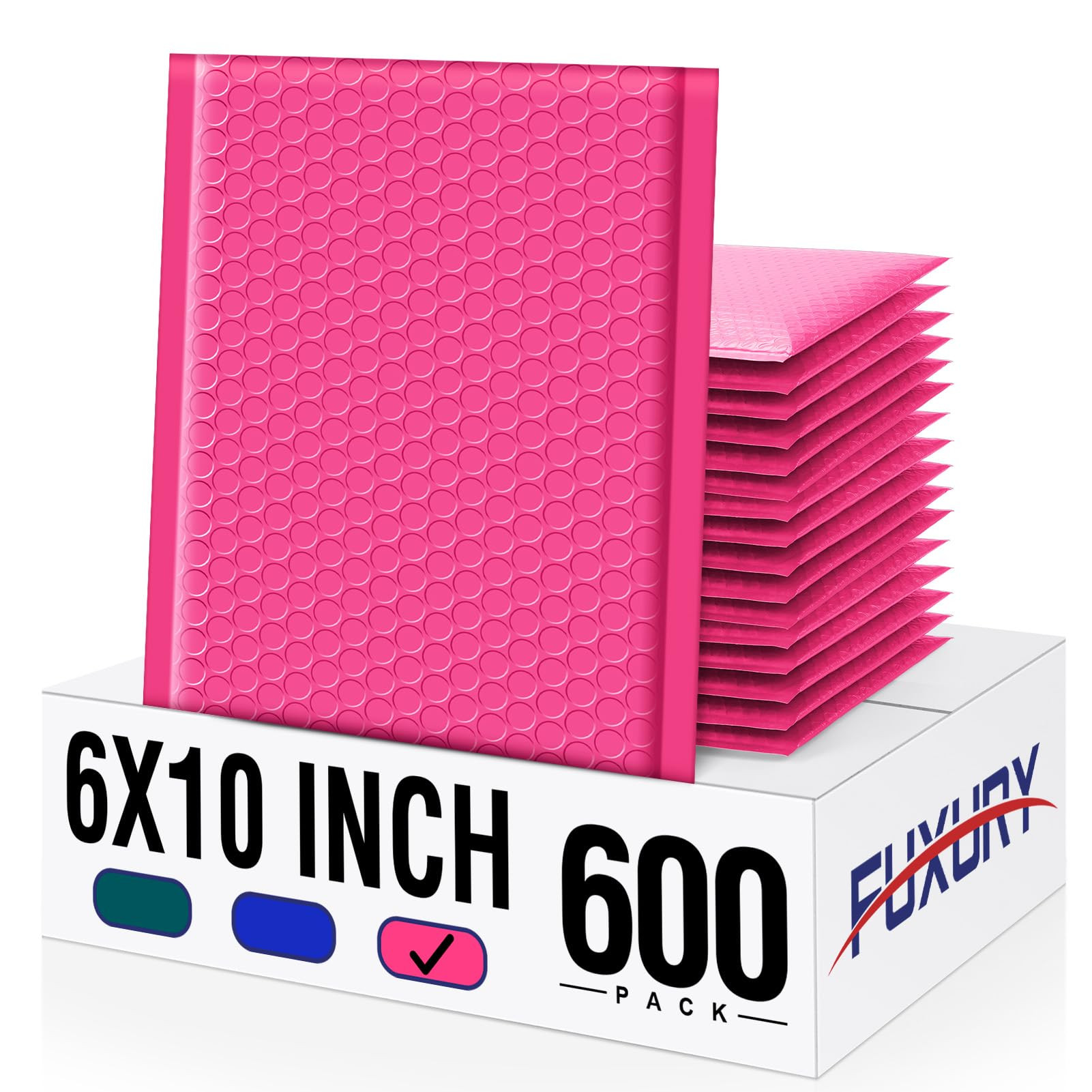 Fuxury Bubble Mailers 6x10" 600 Pack Pink Thick Padded Envelopes Usable Size 6x9" Mailing Envelop... | Amazon (US)