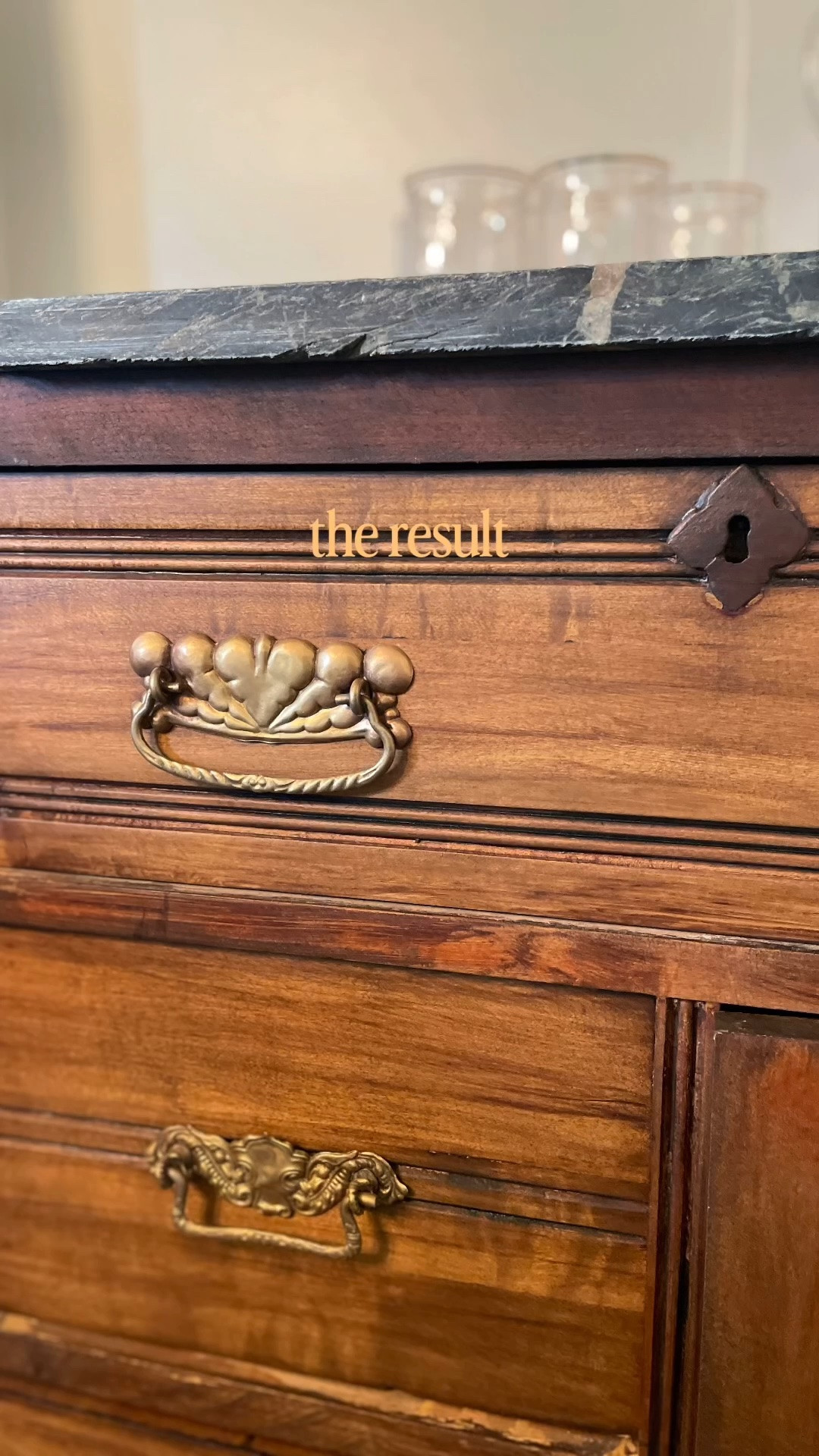 Antique hardware restoration hack.  

Bar keepers friend.  Rub n buff.

#LTKOver40 #LTKHome