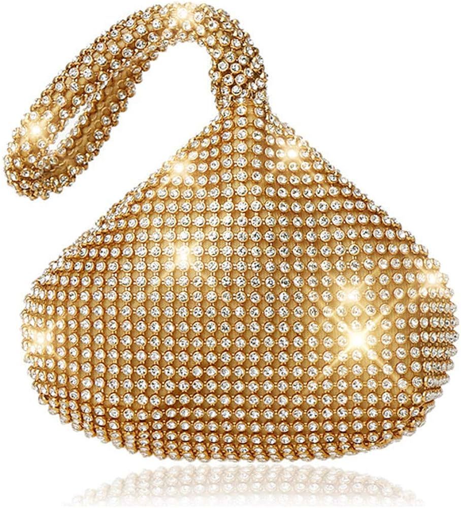 ele ELEOPTION Women Gold Evening Bag Women's Clutch Purse Bag Triangle Full Rhinestones Bags for ... | Amazon (US)