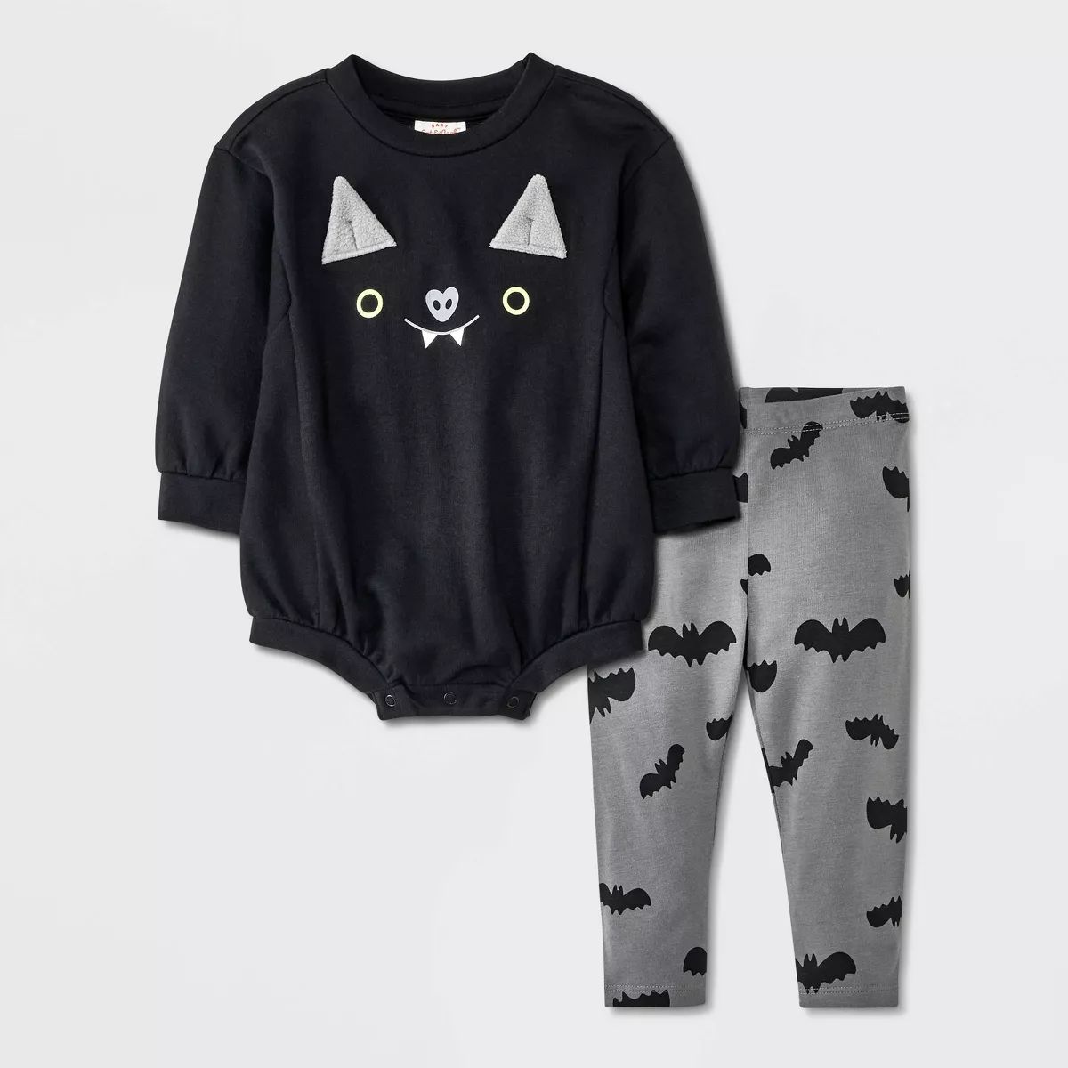 Baby Bat Face Romper & Leggings Set - Cat & Jack™ Black | Target