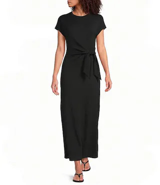 SPANX AirEssentials\u00ae Crew Neck Cap Sleeve Tie-Waist Midi Dress | Dillard's
