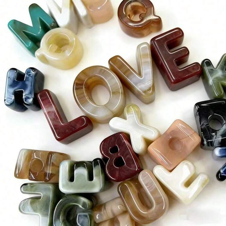 10pcs/Pack, 21*14mm Acrylic Letter Beads, 26 Random Mixed Color Letters, Clothing Decoration Acce... | SHEIN