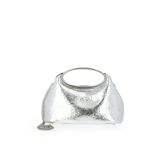 Scoop Women’s Metallic Faux Leather Top Handle Clutch, Silver Tone | Walmart (US)