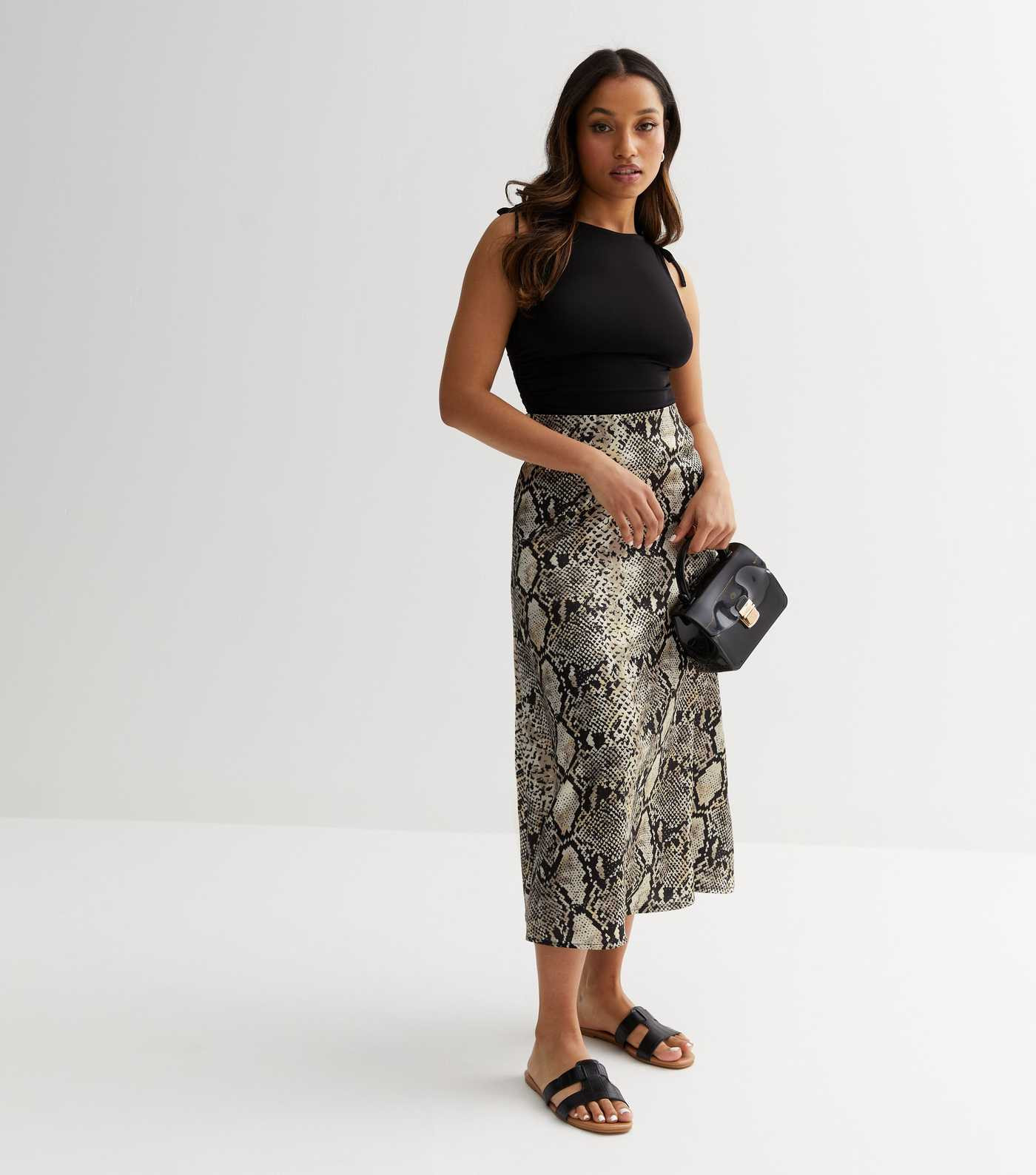 Petite Brown Snake Print Satin Midi Skirt
						
						Add to Saved Items
						Remove from Saved... | New Look (UK)