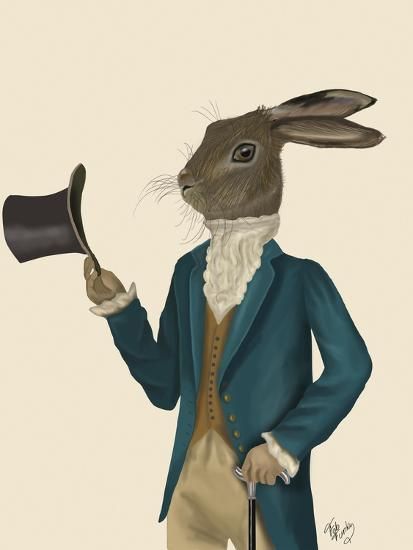'Hare in Turquoise Coat' Art Print - Fab Funky | Art.com | Art.com