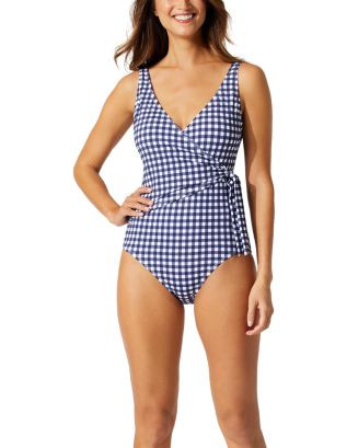 Gingham Wrap Front One Piece Swimsuit | Bloomingdale's (US)