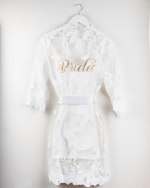 Leaf Lace Bridal Robe | Bride Robe | Bridesmaid Robe| Bridal Party Lace Bridal Shower Robe| Weddi... | Etsy (US)