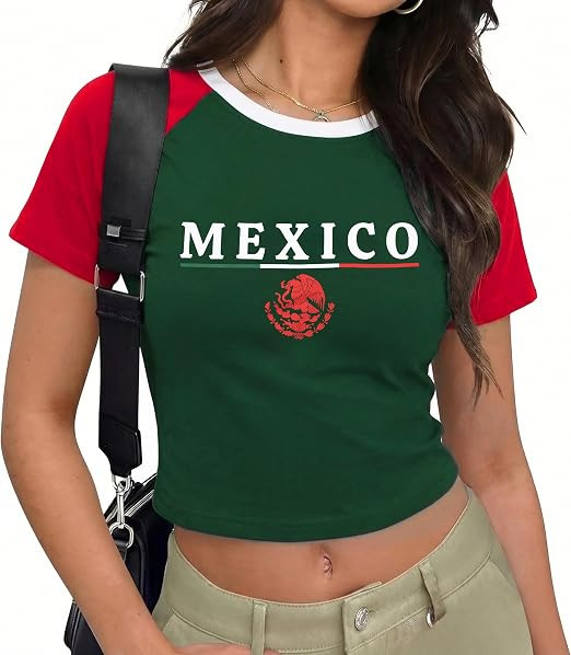 Soccer Cup 2026 Shirt Women Brazil Shirt Mexico Jersey Funny Graphic Short Sleeve Crop Top Street... | Amazon (US)