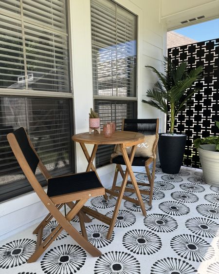 Spring outdoor patio refresh! Bistro table set, faux plant, outdoor decor, faux palm tree, tall planter pot, home decor 

#LTKfindsunder100 #LTKhome #LTKstyletip