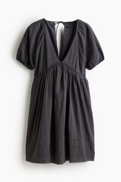 Tie-detail Crinkled Easy-wear Dress - Dark gray - Ladies | H&M US | H&M (US + CA)