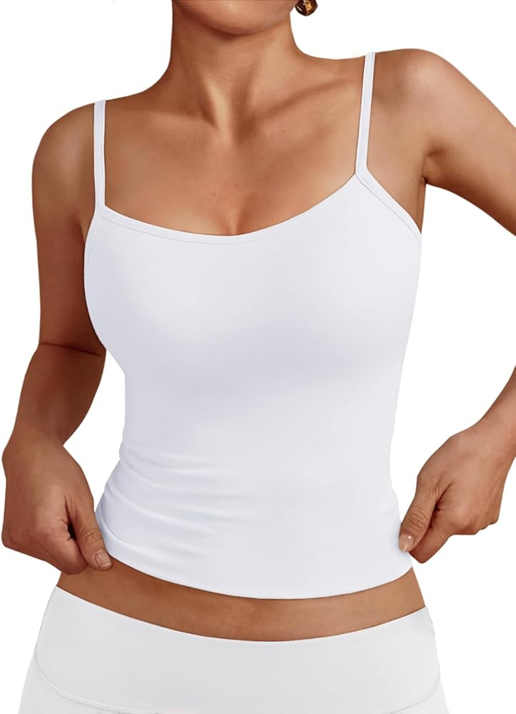 Trendy Queen Womens Adjustable Camisole Sleeveless Square Neck Spaghetti Strap Tank Tops Basic Sh... | Amazon (US)