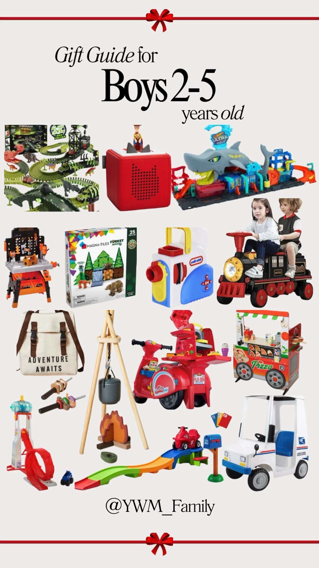 🎁 Boys 2-5 Gift Guide 🚀

Toy Campfire Playset – Perfect for pretend camping adventures! #OutdoorPlay #CampfireFun

Tonies Toy Story Audio Player Set – Listen to Woody and Buzz stories with this interactive audio player. #ToyStoryMagic #ScreenFreeFun

Melissa & Doug Wooden Pizza Food Truck – A hands-on play center for cooking up pizza fun! #PretendPlay #CreativeKids

Play-Doh Pizza Delivery Scooter – Make and deliver pretend pizzas with Play-Doh! #PlayDohFun #ImaginativePlay

Dinosaur Dash Track STEM Set – Build a dino-themed race track with LED cars and dinos. #STEMPlay #DinoAdventures

MAGNA-TILES Forest Animals Set – Build and explore with magnetic tiles featuring forest creatures. #MagneticFun #BuildingCreativity

PAW Patrol Rescue Wheels Tower – Save the day with Chase in this action-packed playset! #PAWPatrol #RescueAdventures

Black+Decker Kids Workbench – A realistic toolset for little builders! #LittleEngineer #DIYFun

Ride-On Electric Train – All aboard this fun ride-on train with sounds and lights! #TrainLovers #RideOnFun

Step2 Up & Down Roller Coaster – Indoor/outdoor ride-on coaster fun for little thrill-seekers. #RollerCoasterPlay #ToddlerFun

Flybar USPS Electric Ride-On Truck – A cool USPS-themed electric ride-on truck for deliveries and play. #RideOnTruck #PlayTimeAdventures

Little Tikes Story Dream Machine – A storytelling toy that sparks imagination and creativity. #DreamBig #InteractiveFun

Hot Wheels Ultra Shark Car Wash Playset – Wash and race with this interactive car wash adventure. #HotWheelsFun #CarPlay

Which one will spark joy for your little adventurer? 🚗🦖

#LTKGiftGuide #LTKHoliday #LTKKids