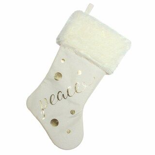 Northlight 19 Ivory White Gold Foil Merry Christmas Stocking with White Faux Fur Cuff | Kroger