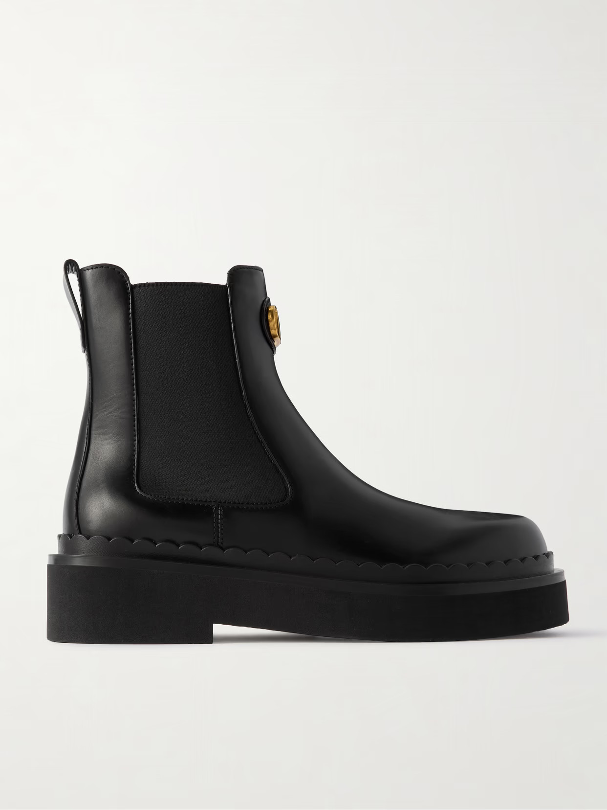 Valentino Garavani - Beatle Vlogo Leather Ankle Boots - Black | NET-A-PORTER (US)