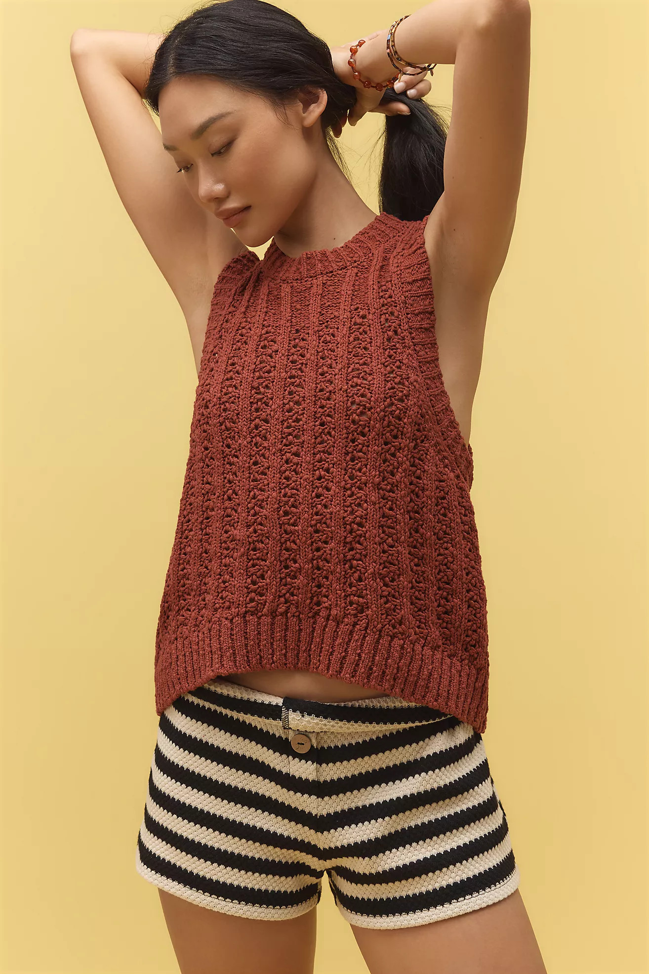 Pilcro Stitched Sleeveless Sweater Tank Top | Anthropologie (US)