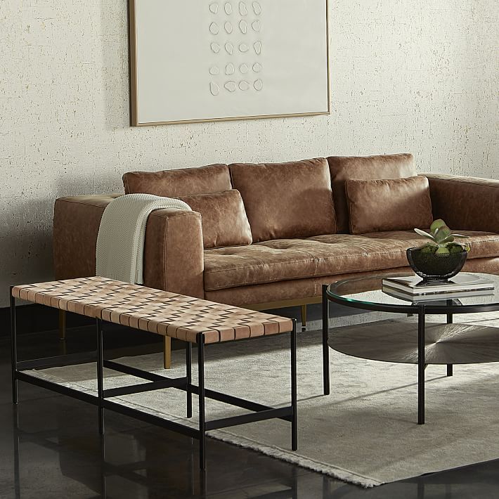 Woven Leather Bench | West Elm (US)