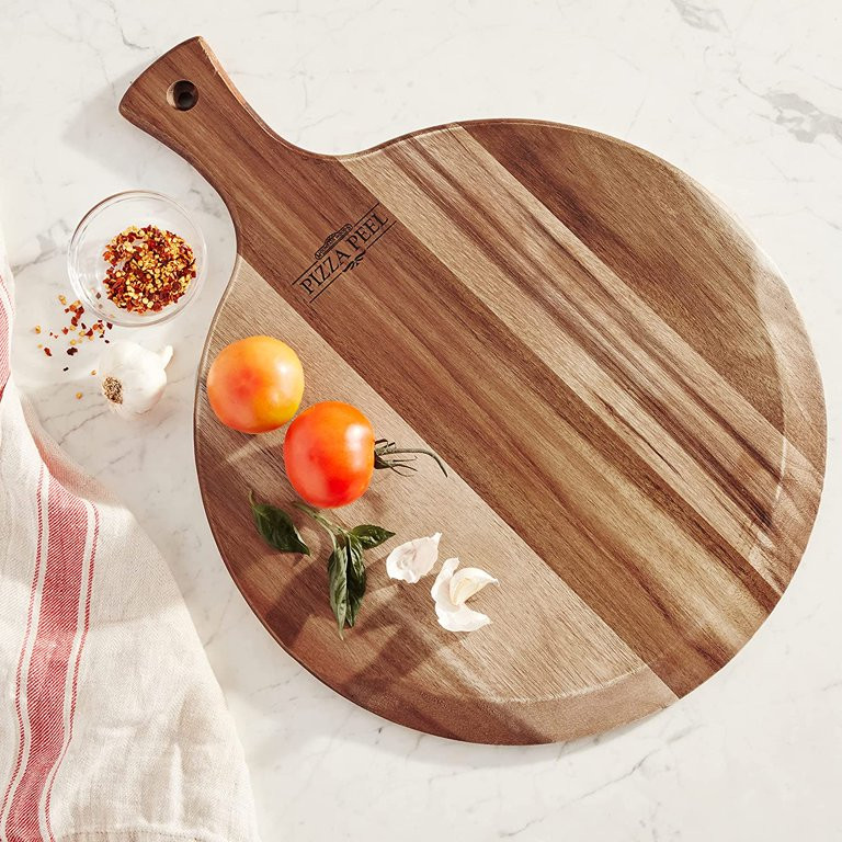 Mountain Woods Brown Large Acacia Wood Pizza Peel / Cutting Board / Serving Tray - 21.25" x 16" x... | Walmart (US)