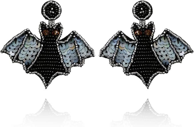 Halloween Beaded Earrings for Women Handmade Pumpkin Bat Boo Beaded Dangle Earrings Halloween Jew... | Amazon (US)
