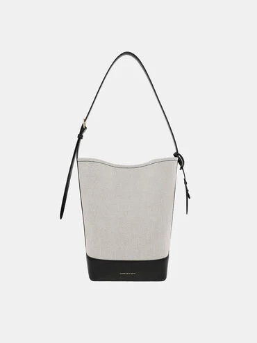 Black Enola Canvas Elongated Bucket Bag | CHARLES & KEITH UK | Charles & Keith UK